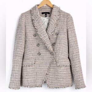White House Black Market Tweed Blazer Jacket Women’s 8 Double Button Elegant EUC